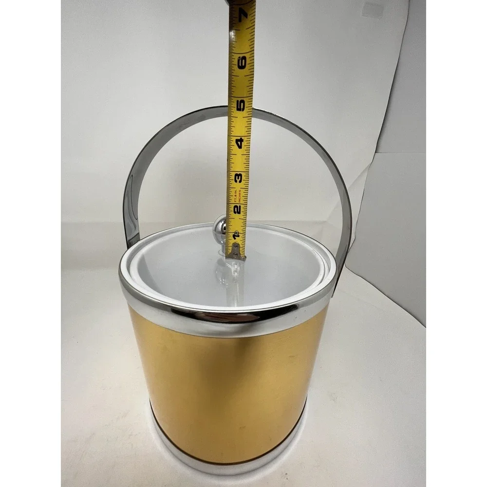 VTG Gold and Silver Ice Bucket Acrylic Lid‎ Made in Taiwan